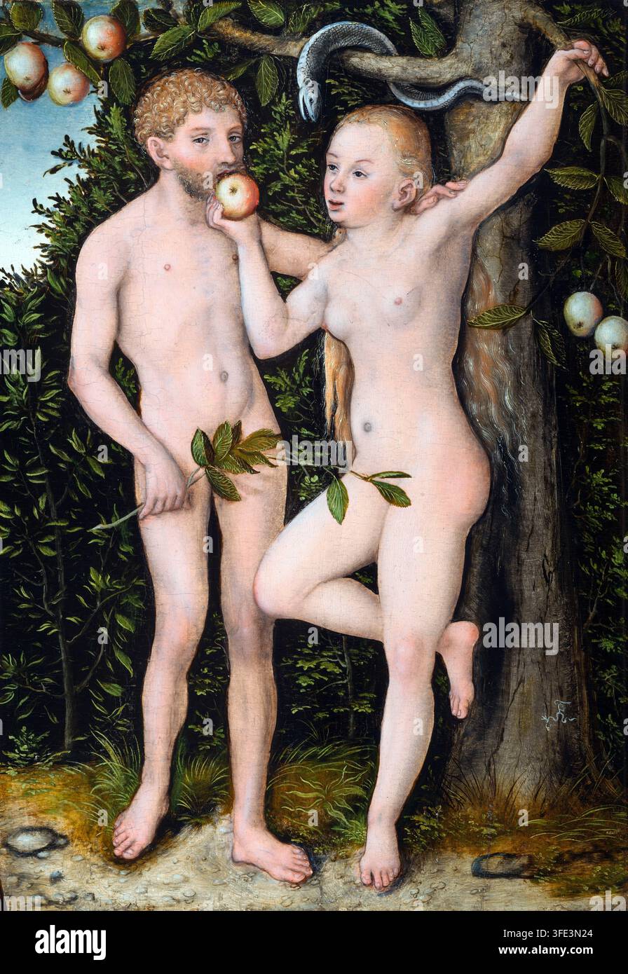 Adam et Ève, 1538, Peinture de Lucas Cranach l'Ancien Banque D'Images