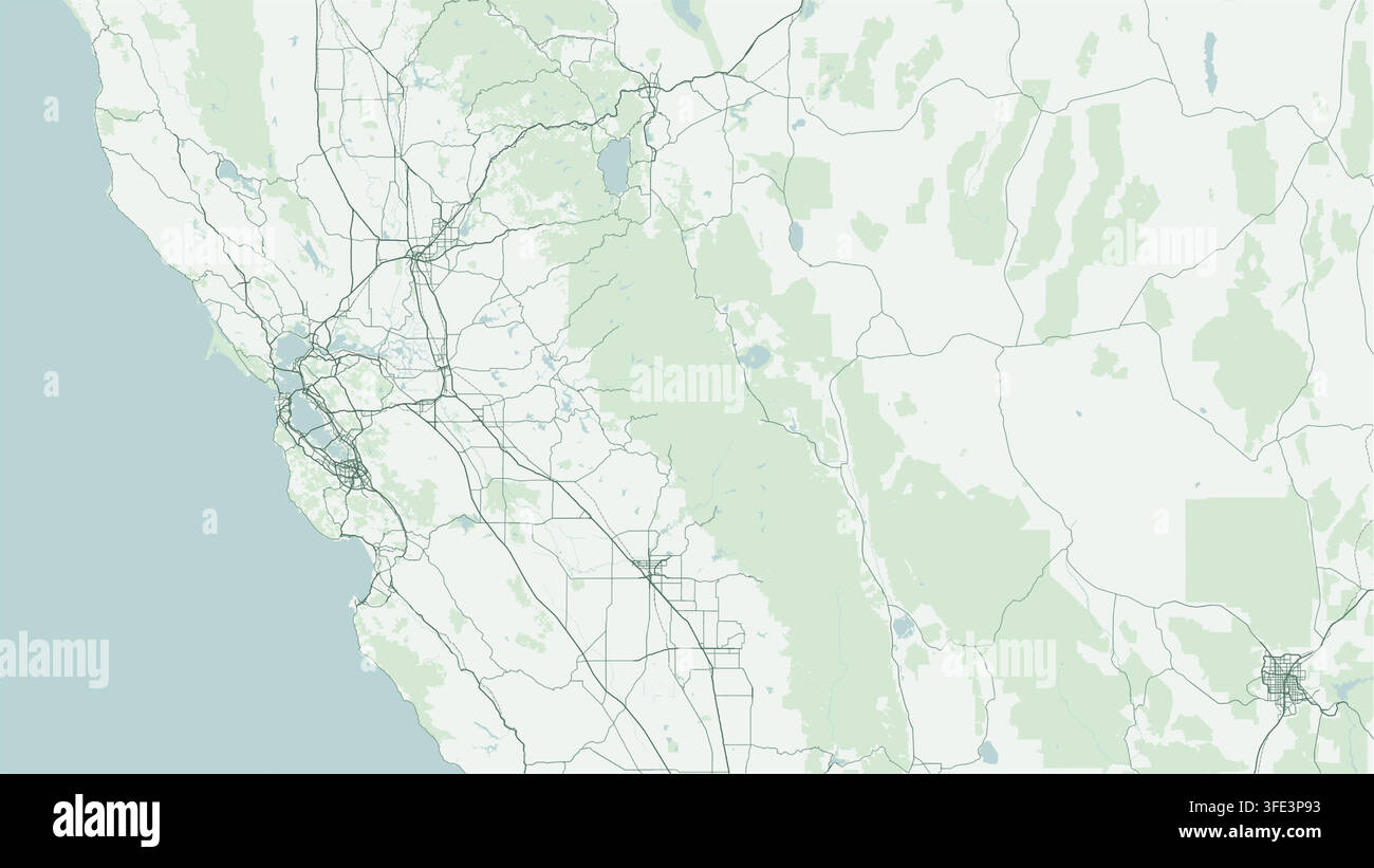 Carte vectorielle minimaliste moderne de la géographie du parc national de Yosemite en Californie, vallée de la Sierra Nevada, sentiers, pics pour poster imprimé, art mural, décoration d'intérieur. Illustration de Vecteur