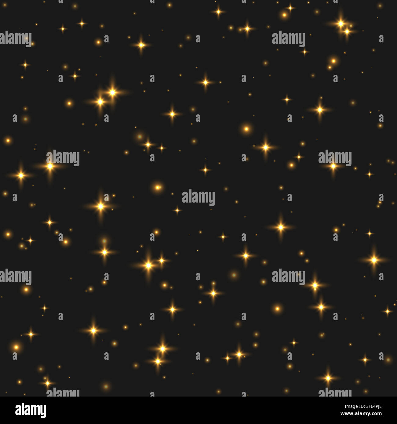 Étoiles dorées scintillantes sans couture, effet de particules brillantes, fond de poussière d'étoiles volant transparent, décoration scintillante abstraite Illustration de Vecteur