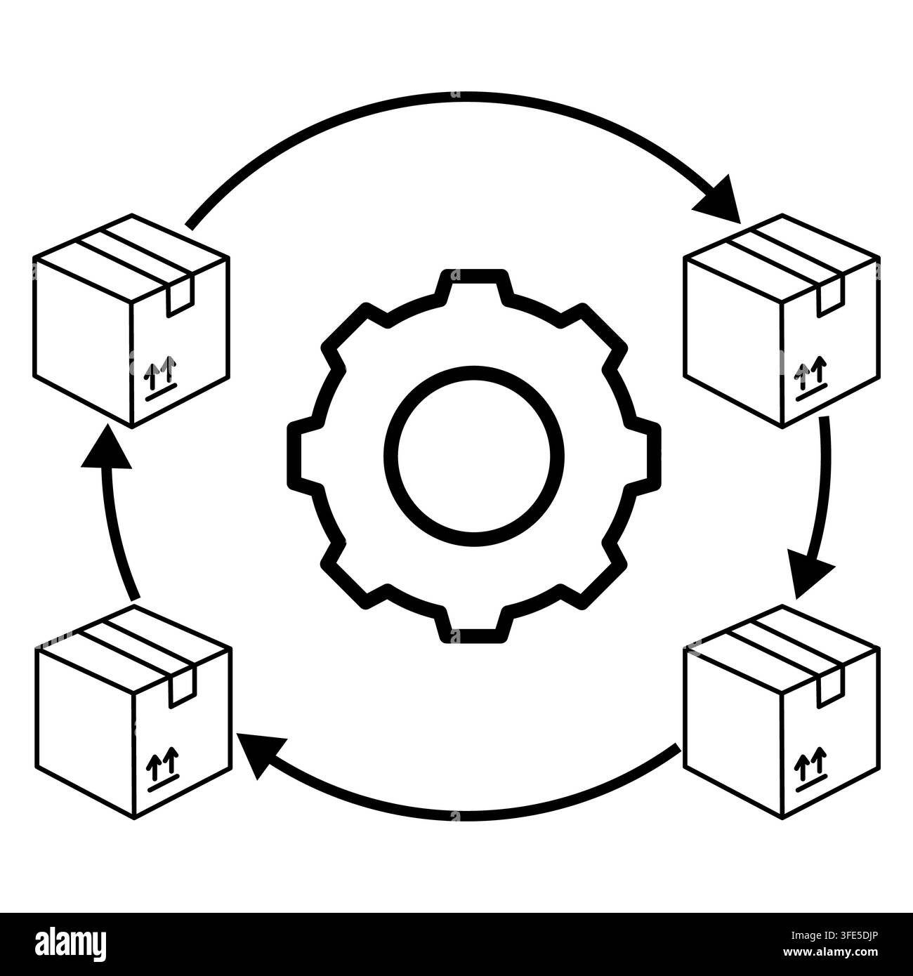 Icône du cycle de vie du produit. Symbole du cycle d'approvisionnement. Symbole d'optimisation des processus. Style plat. Banque D'Images