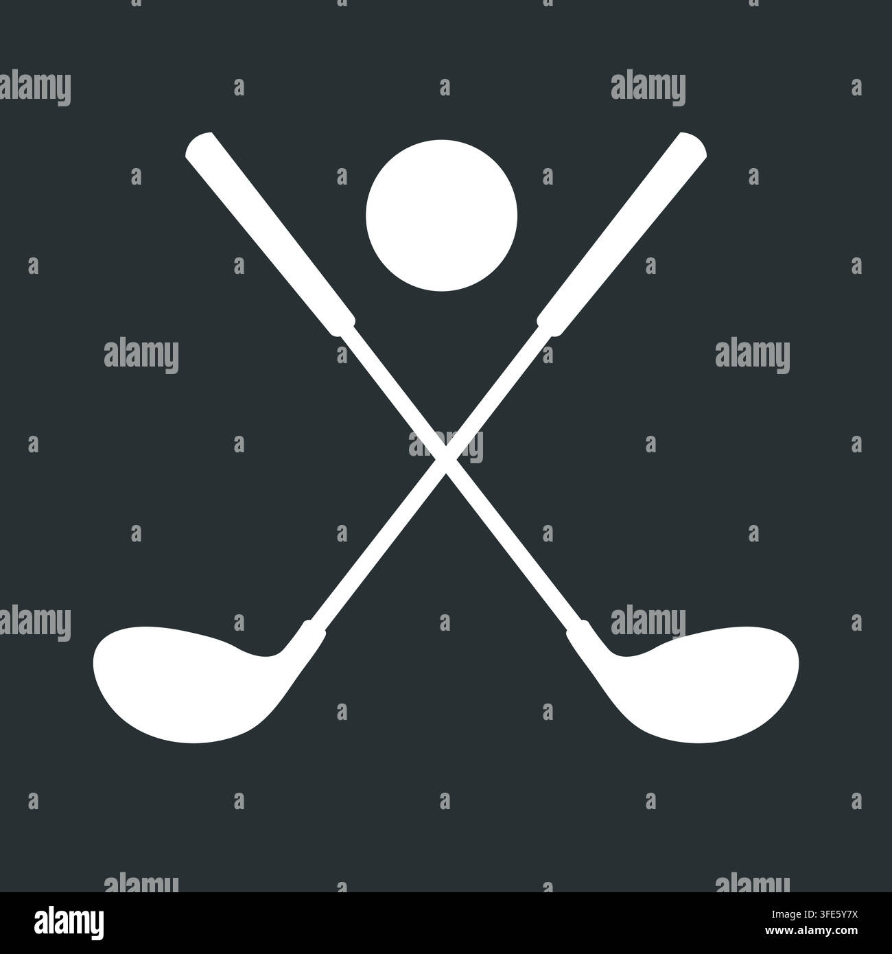 Icône vectorielle minimaliste de clubs de golf croisés et de balle pour logo de club ou emblème de tournoiIcône vectorielle minimaliste de clubs de golf croisés et de balle pour logo de club Illustration de Vecteur