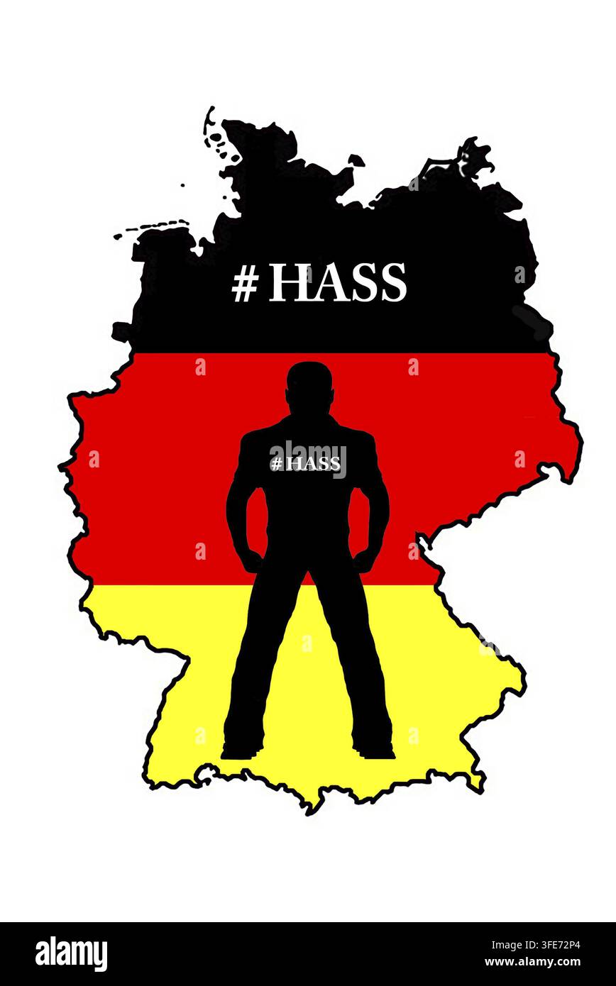 Reichsbuerger, skinhead, skinheads, nazi, à droite, horloge, 5 devant 12, Allemagne, drapeau national, carte de l'Allemagne, drapeau impérial, citoyen en colère, East G Banque D'Images
