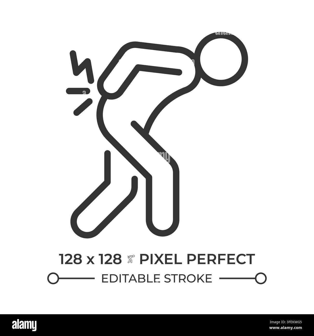Problèmes de douleurs lombaires icône simple en ligne pixel parfait Illustration de Vecteur