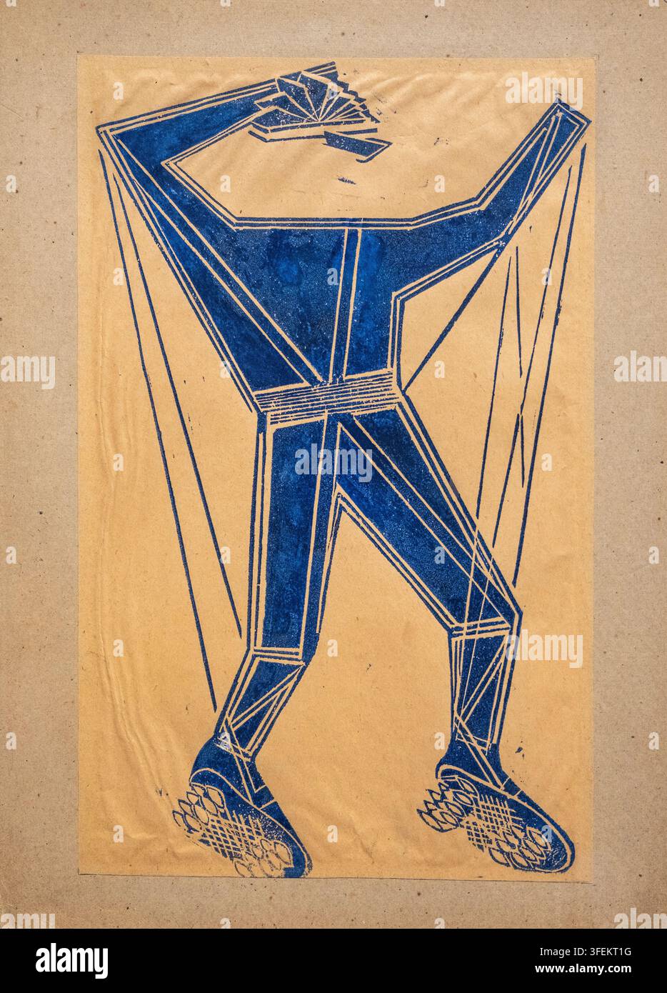 Gustav Klutsis/Klucis, n. 1895 - d. 1938. Étude pour uniforme de sport et chaussures à ressorts, 1922. Linogravure. Musée d'Art Moderne, collection Costakis. Banque D'Images