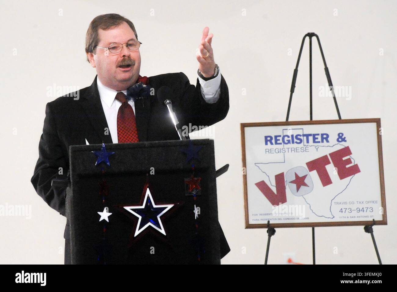 Bruce Elfant, évaluateur-collecteur des impôts du comté de Travis, Austin, Texas, le 2 janvier 2013. (Photo de John Anderson/The Austin Chronicle) Banque D'Images