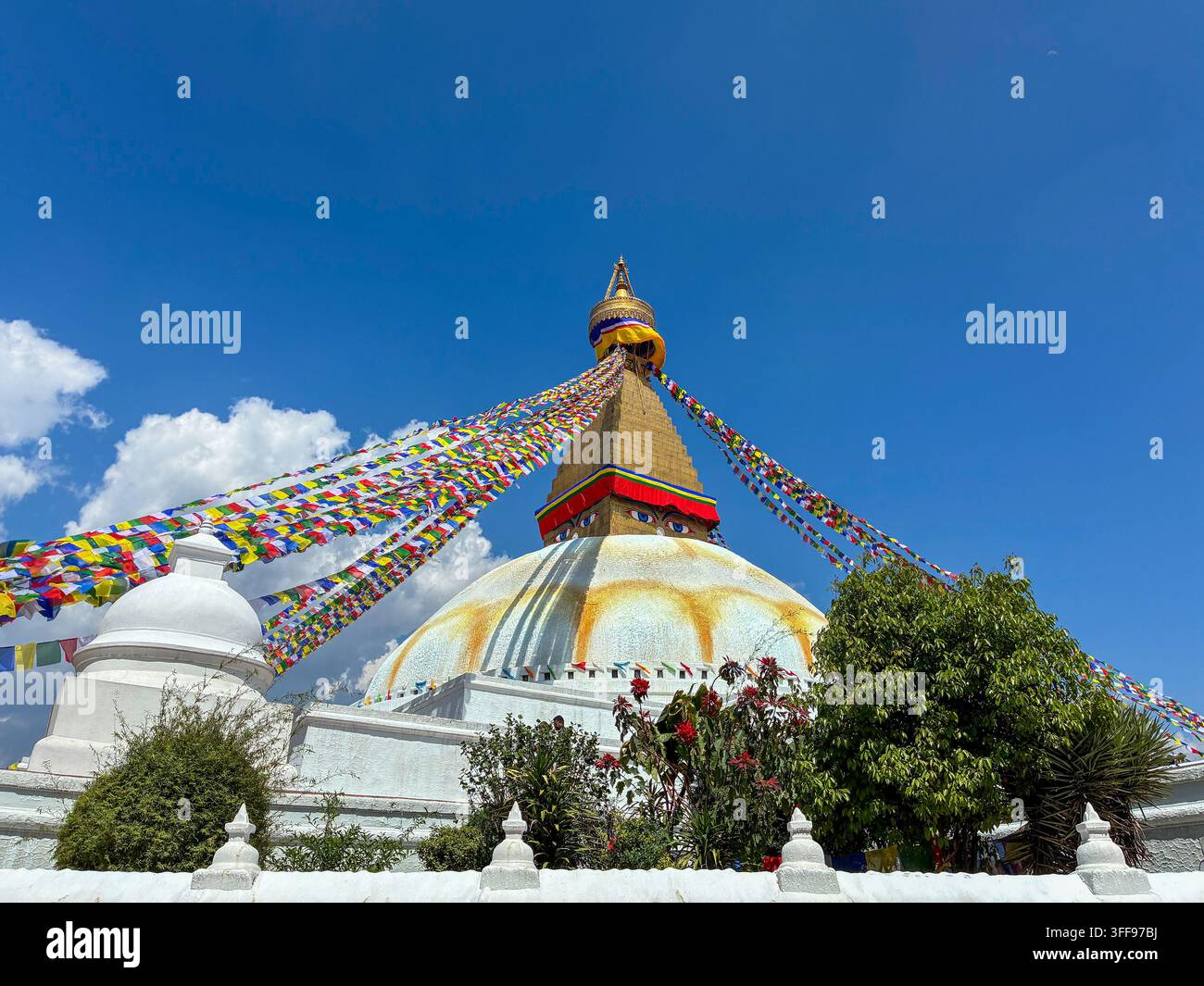 Stupa de Boudha (ou Boudhanath), site bouddhiste célèbre à Kathmandu, Népal Banque D'Images