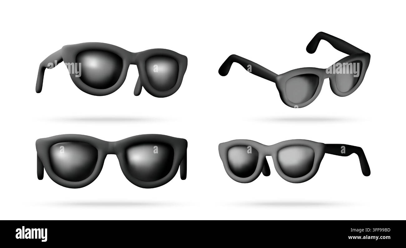 Lunettes de soleil noires en style 3D Illustration de Vecteur