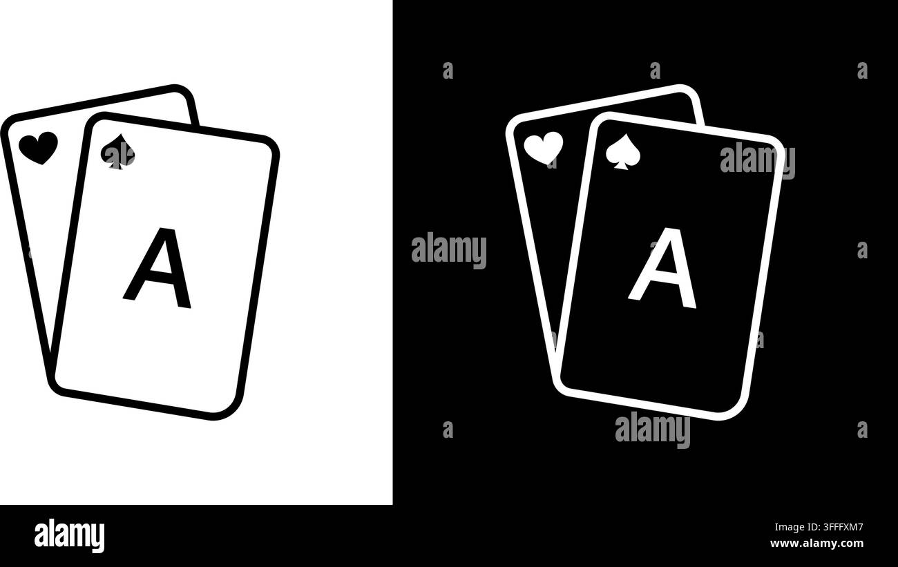 Collection d'icônes en ligne pour cartes à jouer. Symbole de poker, de jeu et de casino en trait continu. As de pique et de cœur. Trait modifiable. Vecteur isolé Illustration de Vecteur