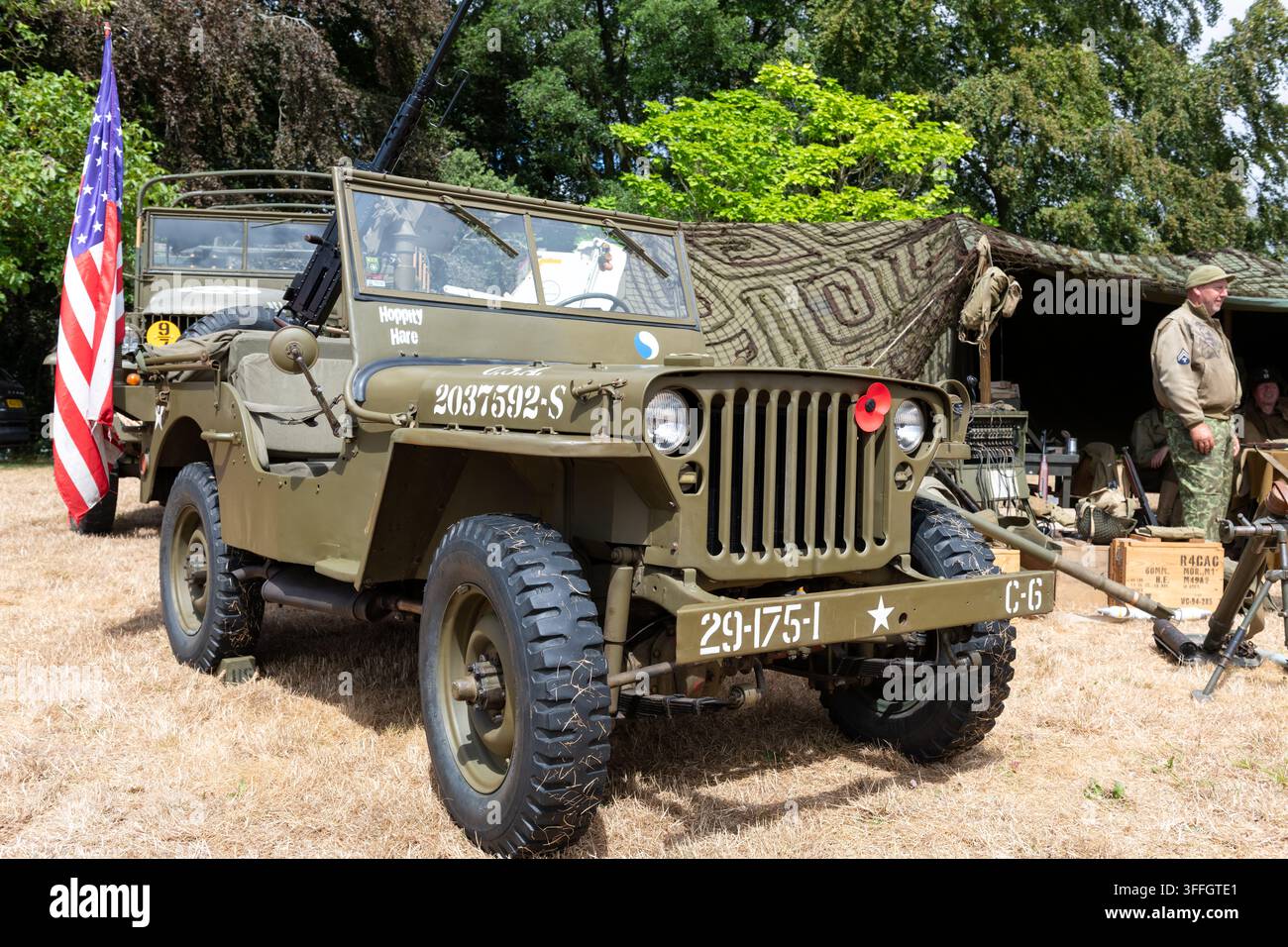 Sherborne.Dorset.Royaume-Uni.26 juillet 2026.Un Willys Jeep de la Seconde Guerre mondiale est exposé lors du salon Classic and Supercars Banque D'Images