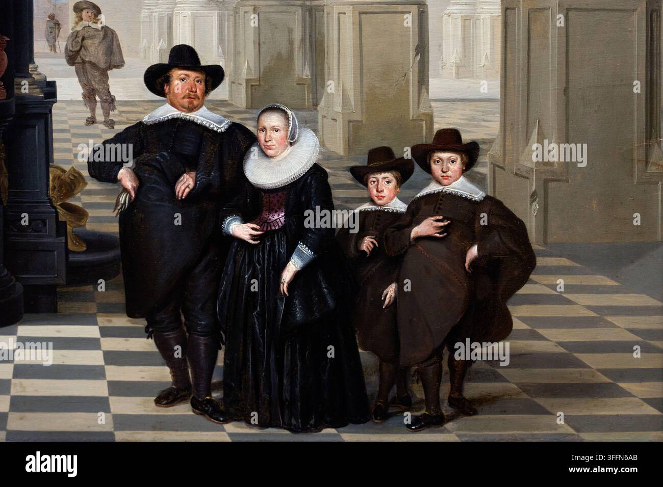 Une famille à côté du tombeau du prince Guillaume I dans la Nieuwe Kerk, Delft, 1645, Dirck van Delen (1604-1671), Rijksmuseum, Amsterdam, Pays-Bas Banque D'Images