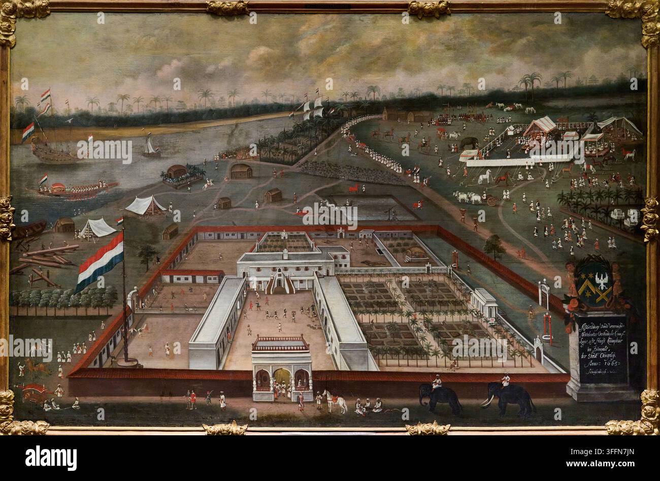 Le poste de traite de la Compagnie néerlandaise des Indes orientales à Hooghly, Bengale, 1665, Hendrik van Schuylenburgh (c. 1620-1689), Rijksmuseum, Amsterdam, Pays-Ba Banque D'Images