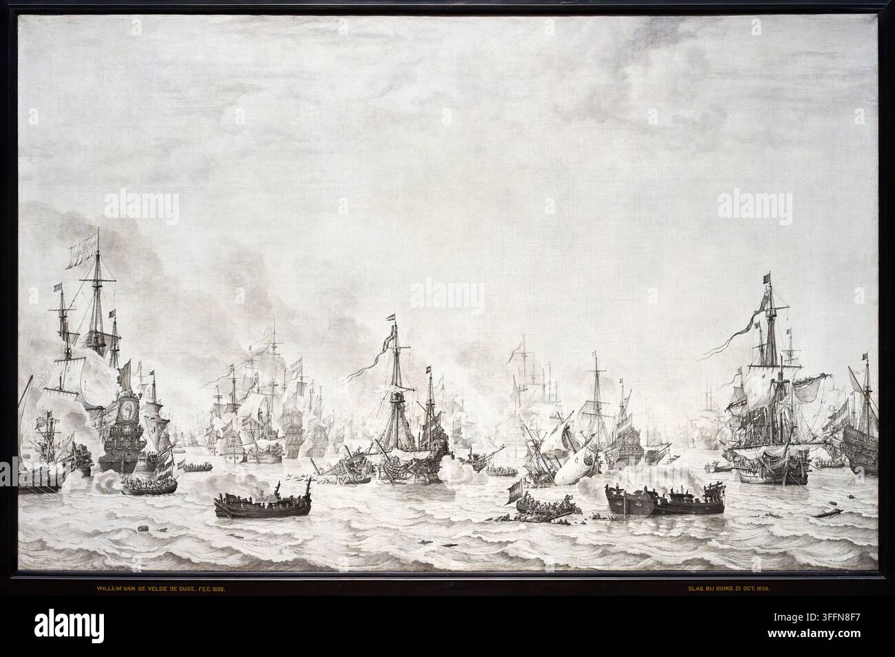 La bataille des Downs, 1659, Willem van de Velde I (1611-1693), Rijksmuseum, Amsterdam, Pays-Bas Banque D'Images