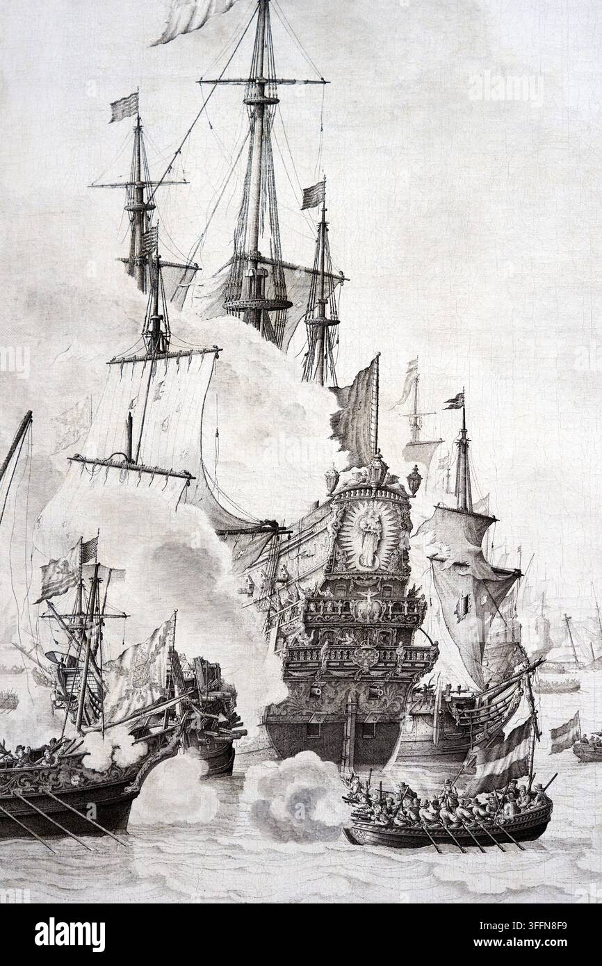 La bataille des Downs, 1659, Willem van de Velde I (1611-1693), Rijksmuseum, Amsterdam, Pays-Bas Banque D'Images
