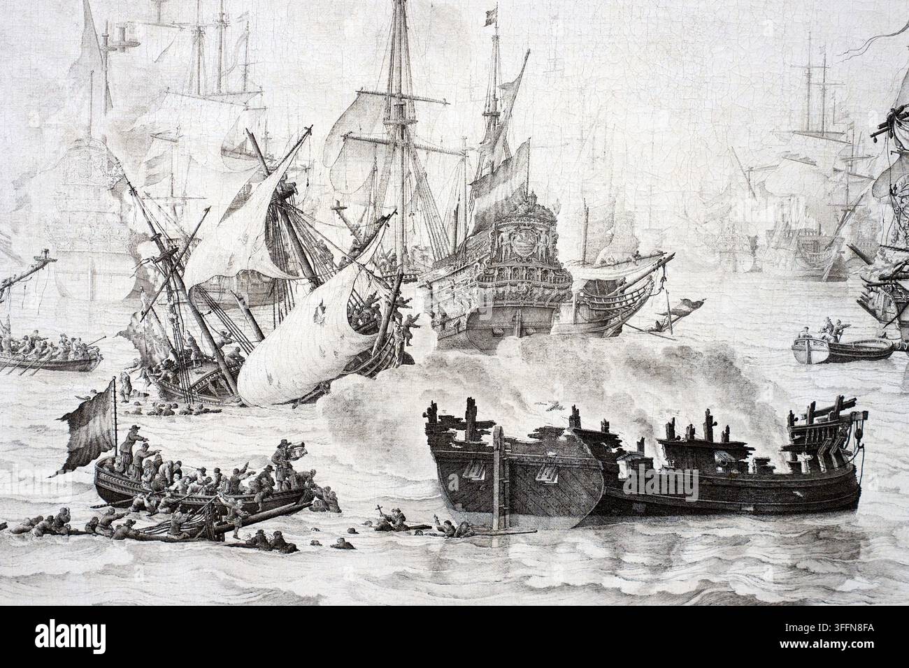 La bataille des Downs, 1659, Willem van de Velde I (1611-1693), Rijksmuseum, Amsterdam, Pays-Bas Banque D'Images