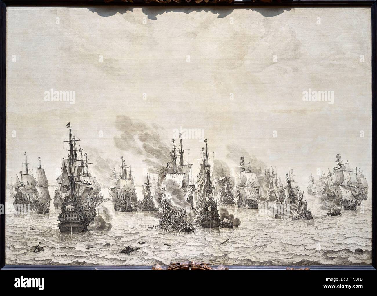 La bataille de Livourne (Leghorn), Willem van de Velde I (1611-1693), Rijksmuseum, Amsterdam, Pays-Bas Banque D'Images