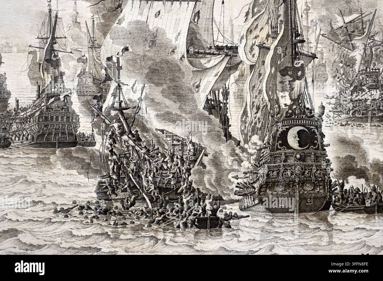 La bataille de Livourne (Leghorn), Willem van de Velde I (1611-1693), Rijksmuseum, Amsterdam, Pays-Bas Banque D'Images