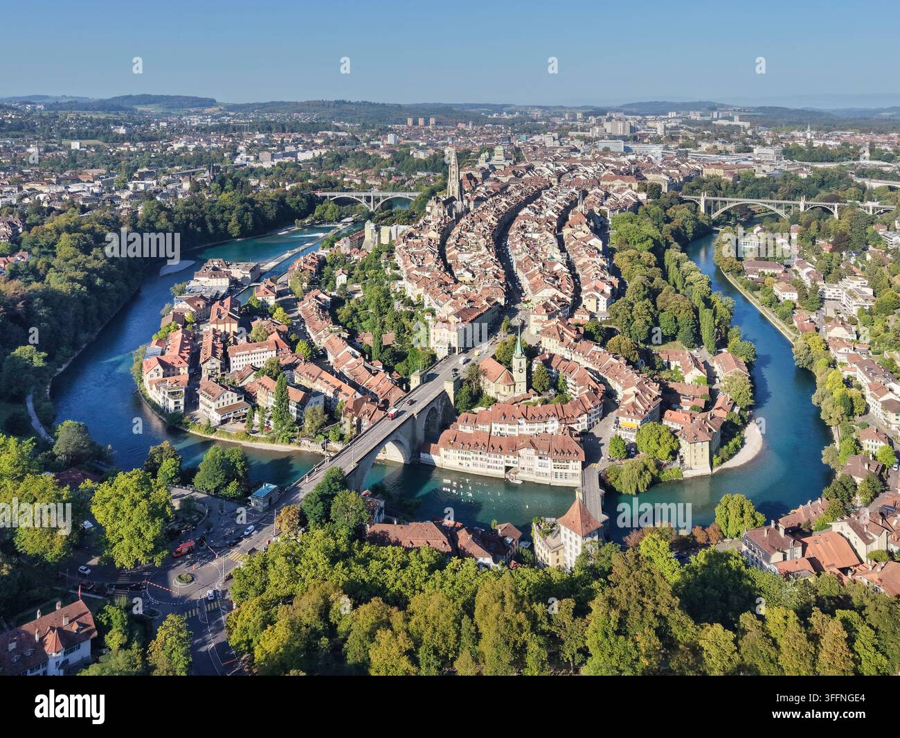 Suisse, Berne, capitale, canton de Berne, septembre, Aare, boucle de l'Aare Banque D'Images
