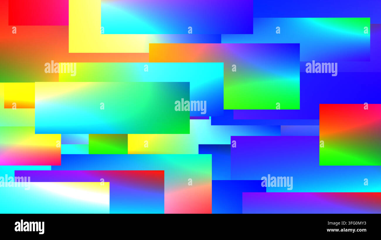 Panneaux rectangulaires superposés. Blocs de couleur arc-en-ciel néon. Illustration de Vecteur