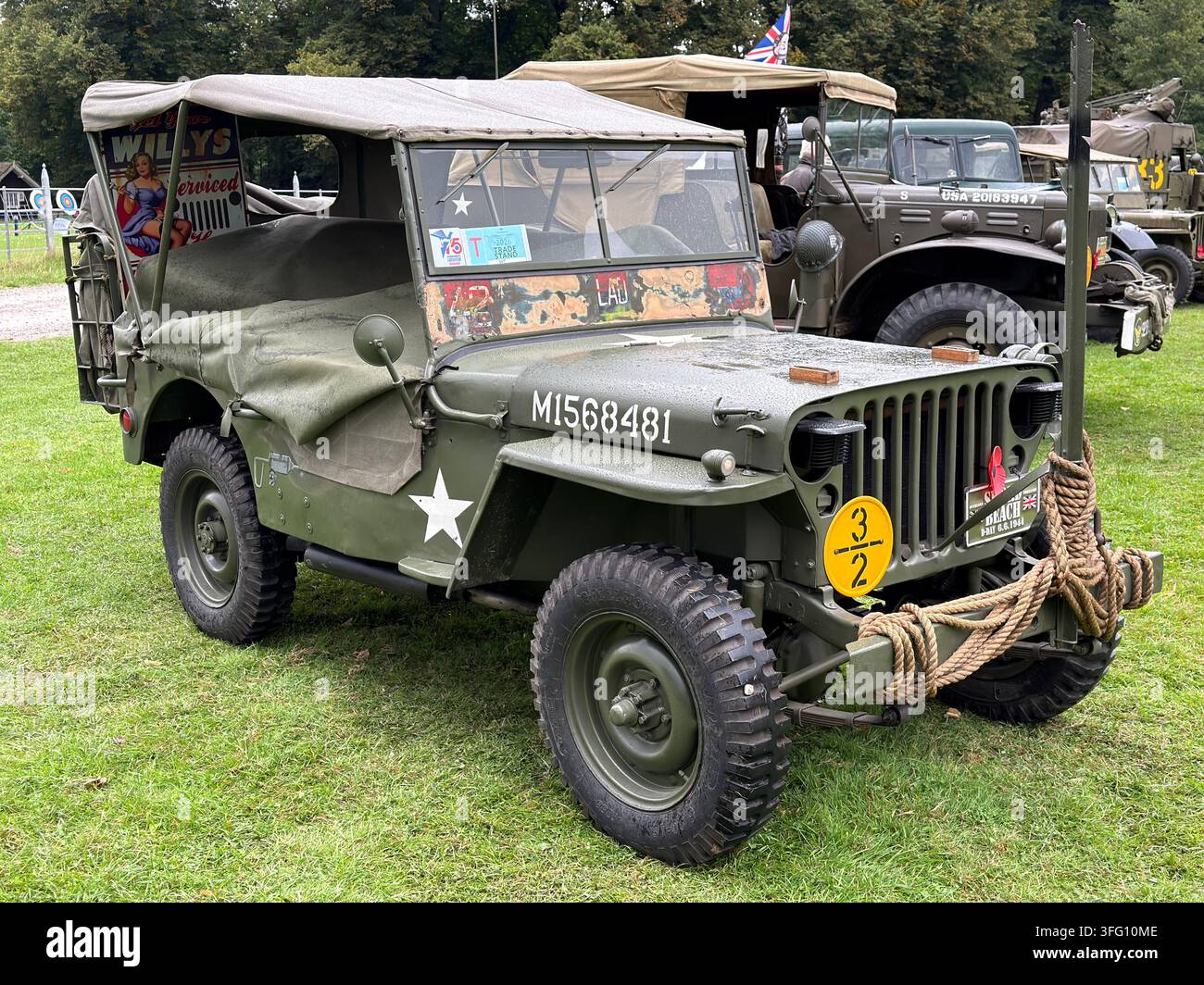 Jeep Willys MB (ou Ford GPW) ¼ tonne 4x4 de l'armée britannique pendant la Seconde Guerre mondiale. Une variante d'assaut anulaire ou de plage. Banque D'Images