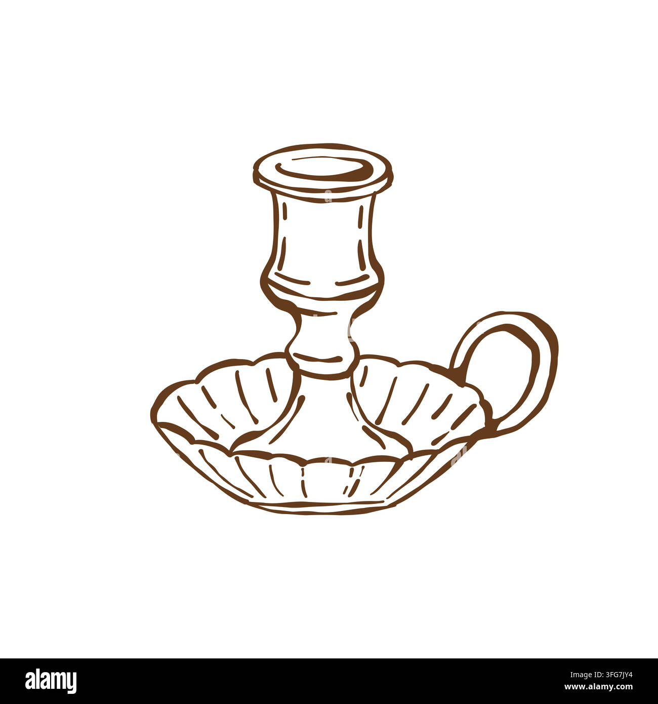Chandelier vintage en laiton, illustration dans un style de croquis antique. Clipart vectoriel isolé en contour. Illustration de Vecteur