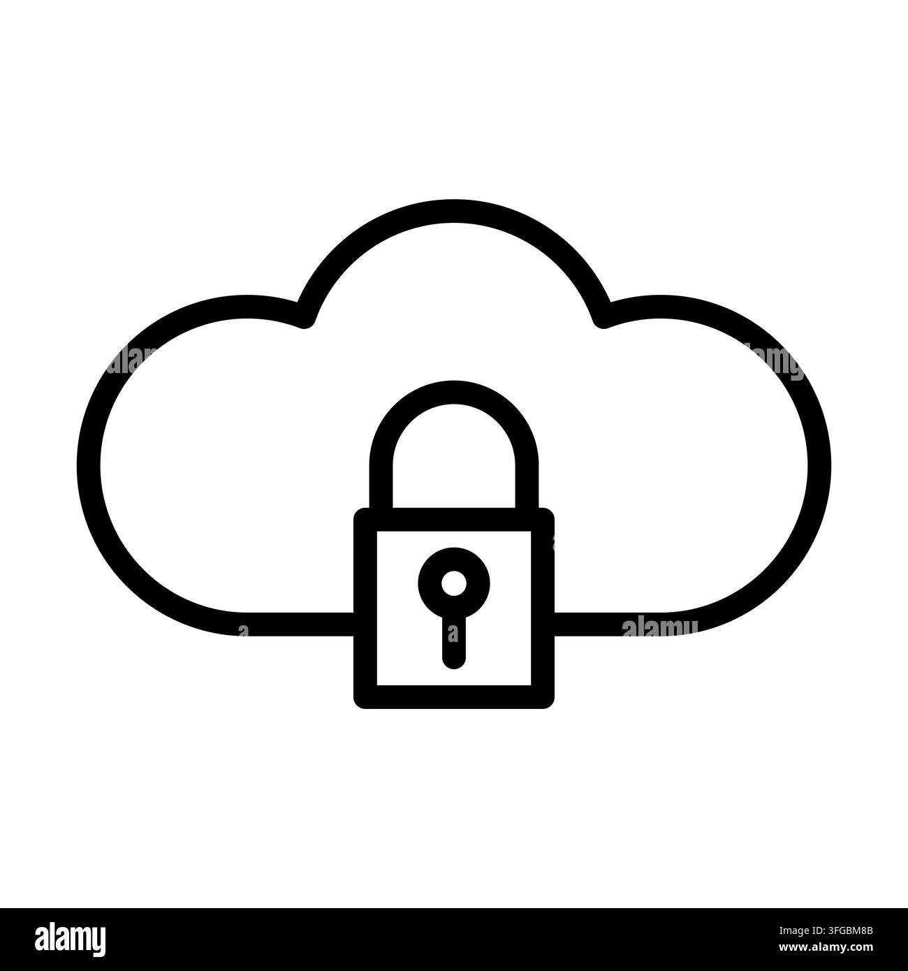 Cadenas de nuage verrouillant une icône vectorielle de technologie de confidentialité sécurisée Illustration de Vecteur