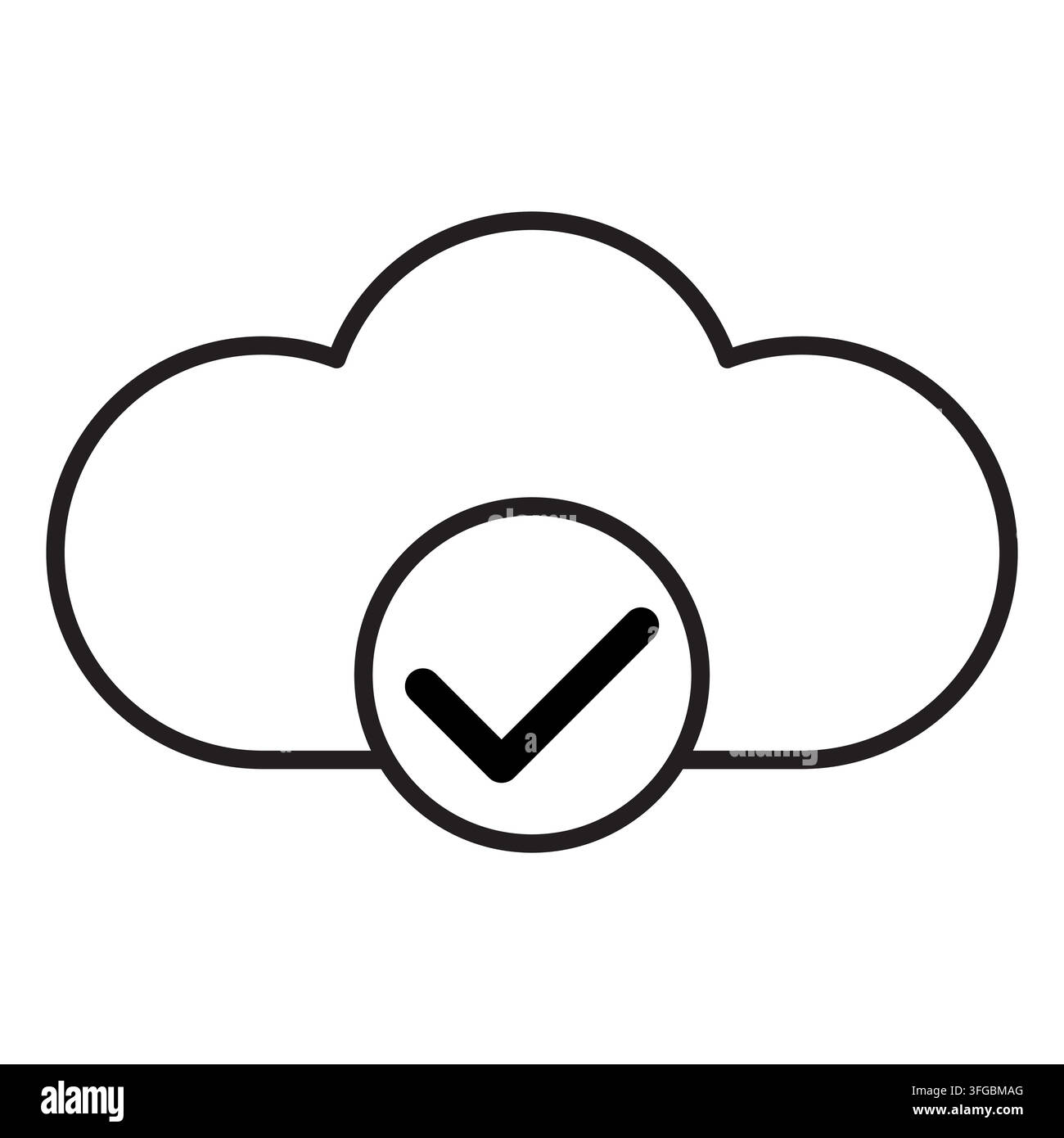 Icône vectorielle technique de vérification de succès avec marque de validation dans le nuage Illustration de Vecteur