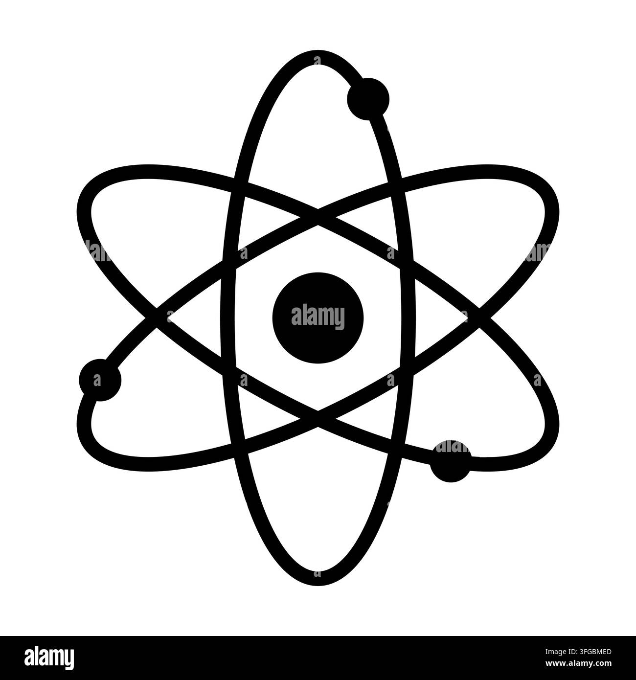 Icône vectorielle de technologie d’énergie scientifique du noyau atomique Illustration de Vecteur