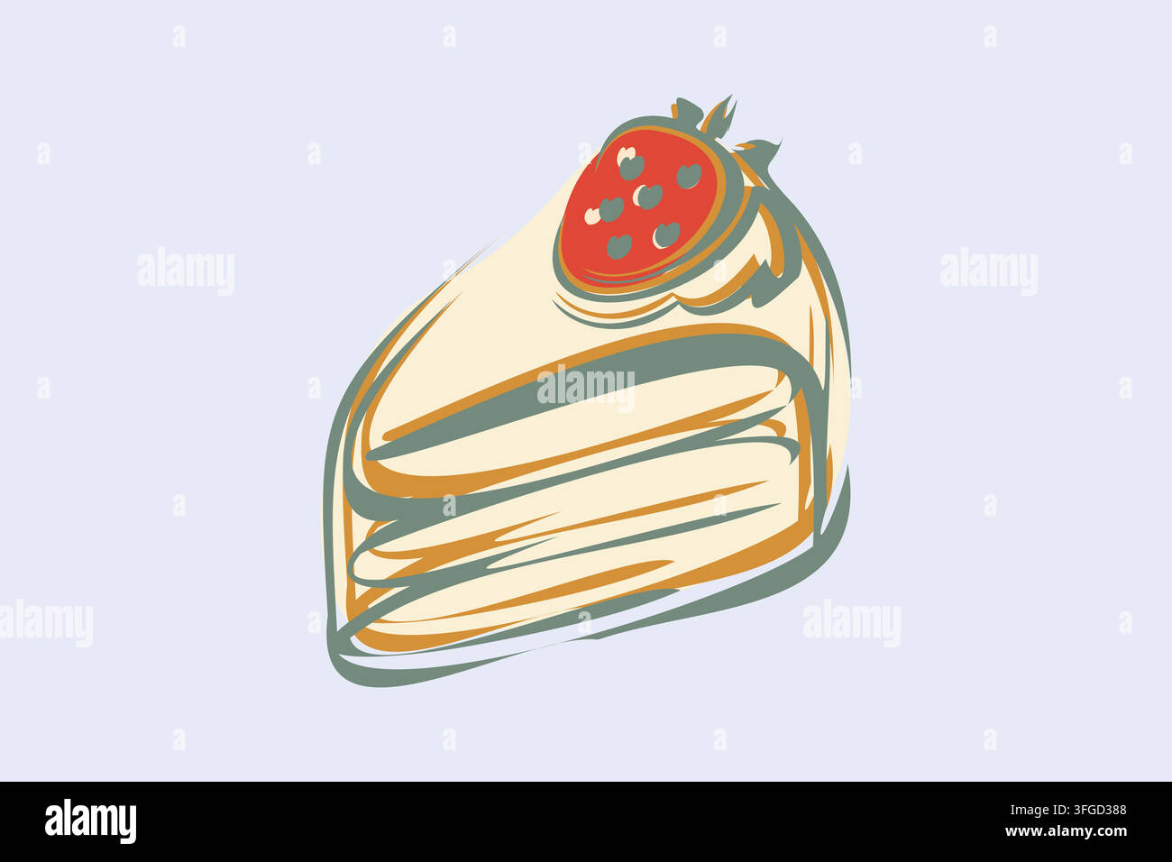 Tranche de gâteau aux fraises Illustration de Vecteur