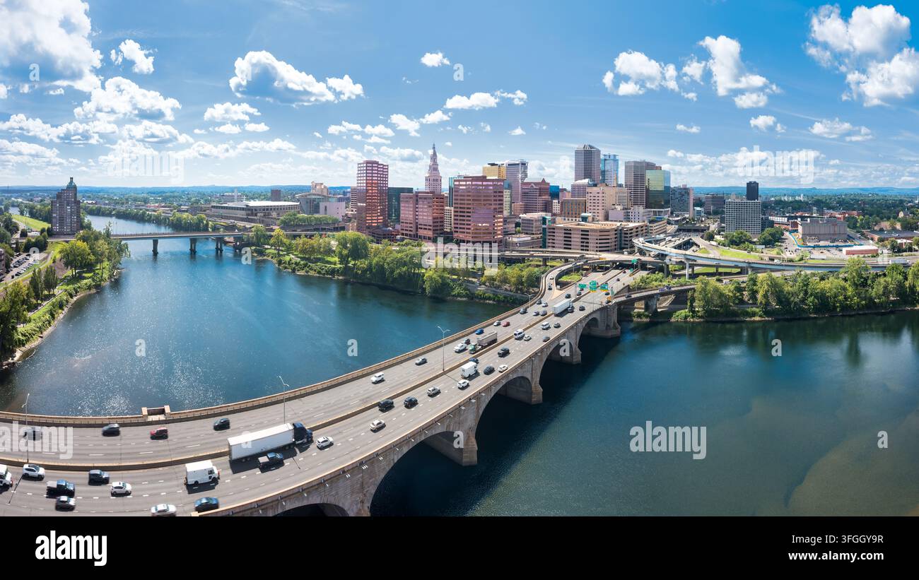 Panorama de la skyline de Hartford, Connecticut Banque D'Images