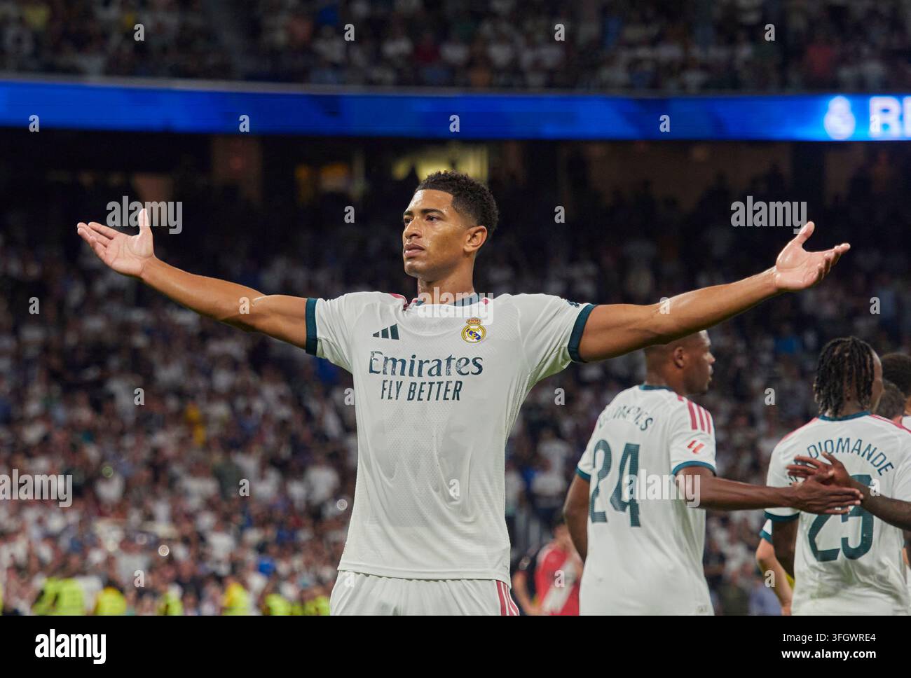 Jude Bellingham (ENG), milieu de terrain du Real Madrid. Stade Santiago Bernabéu. Banque D'Images