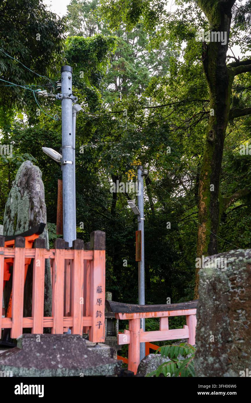 Kyoto, Japon – 6 octobre 2025 : de petites portes torii se dressent au sanctuaire de Fushimi Inari. Banque D'Images