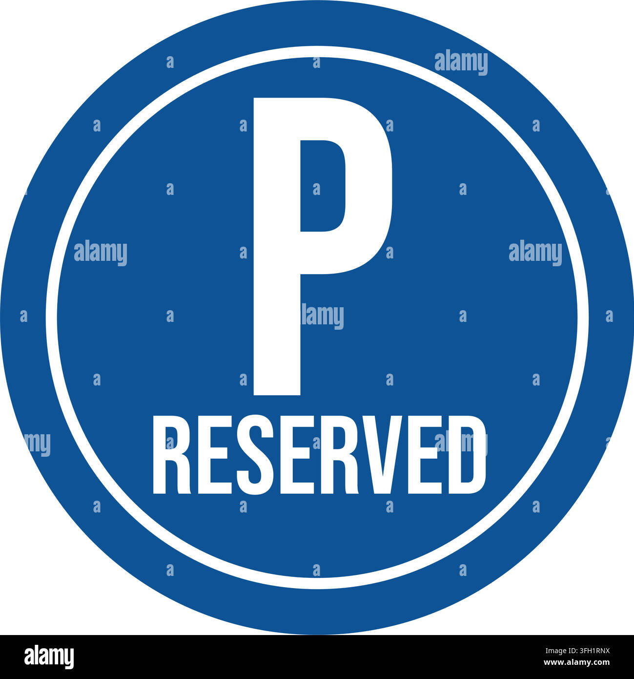 Un panneau de stationnement bleu avec des lettres blanches, bordure, grand p, texte réservé, place de stationnement désignée, utilisation exclusive Illustration de Vecteur