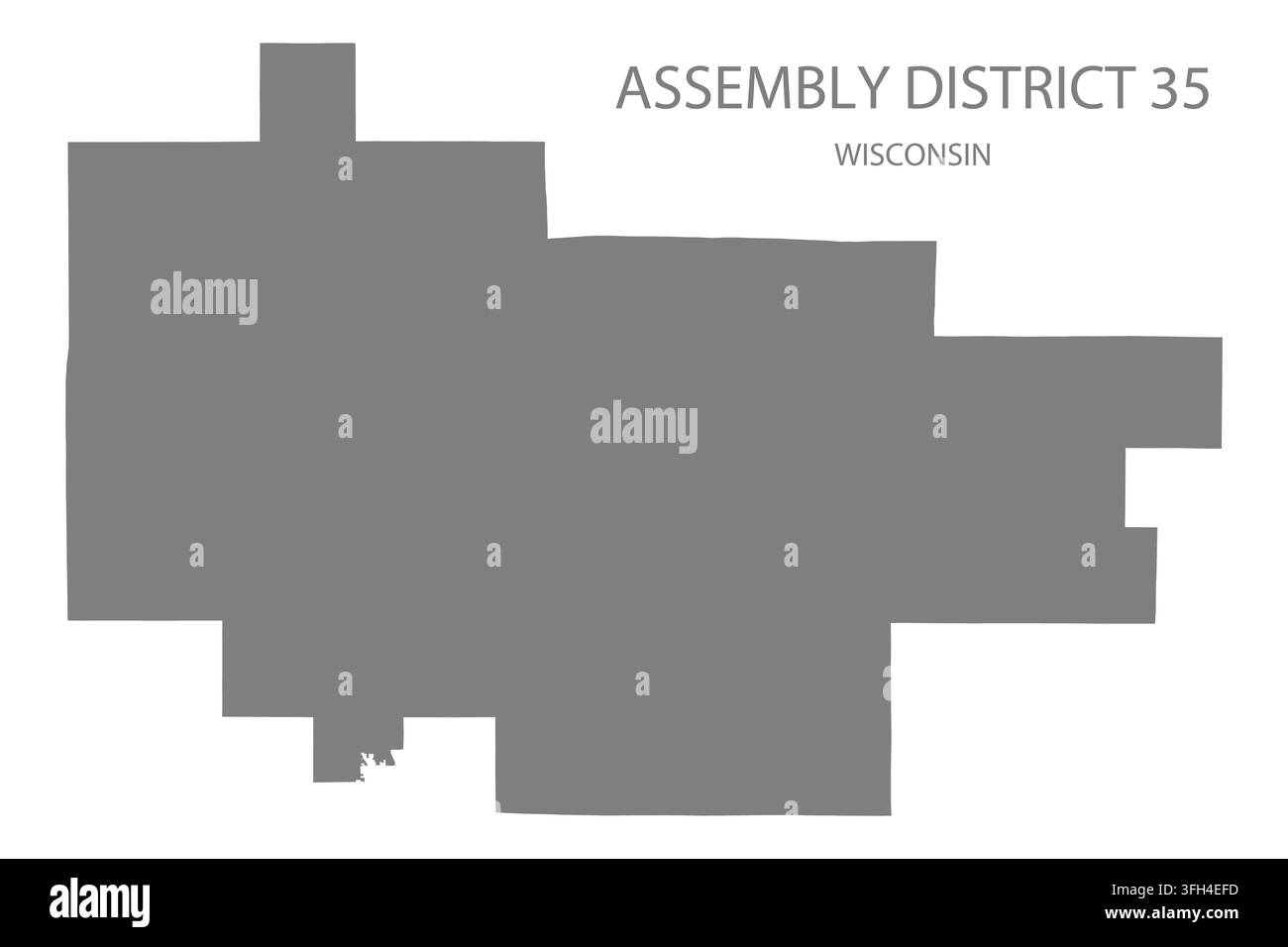 Carte vectorielle plate moderne du district électoral 35, Wisconsin, États-Unis. Silhouette détaillée des limites du district en gris sur fond blanc. Illustration de Vecteur