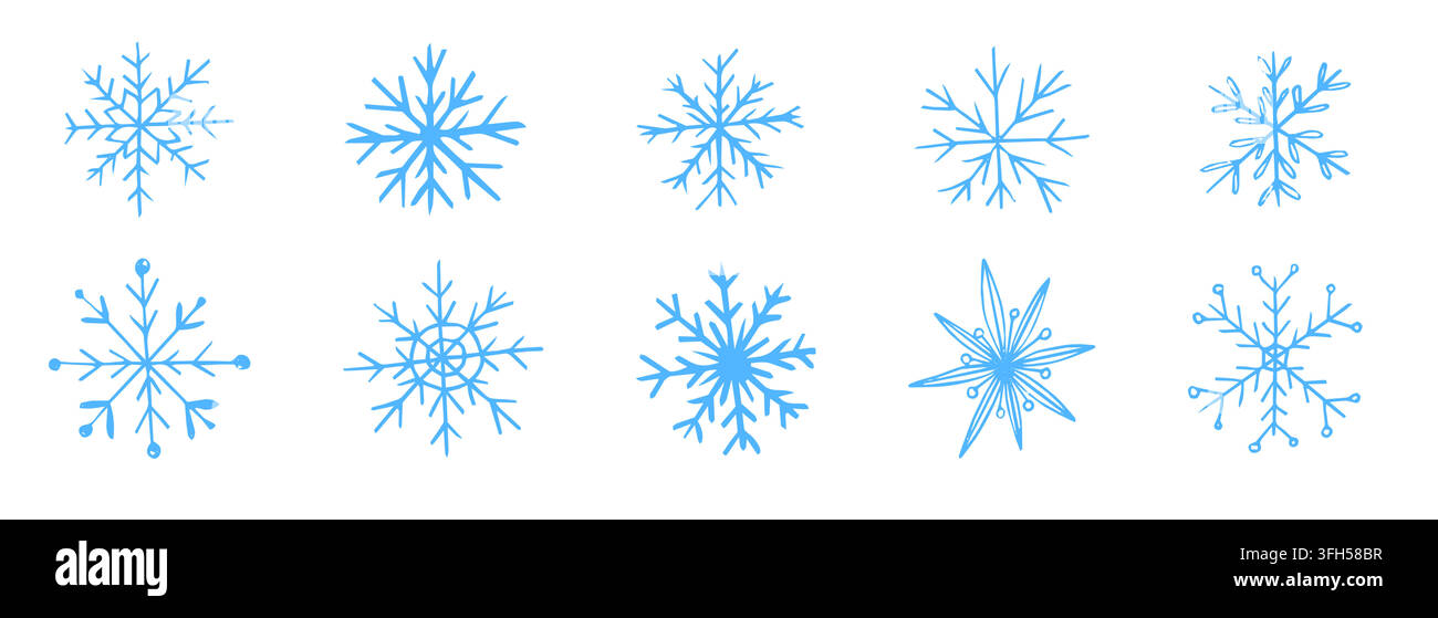 Neige fondue au crayon, flocon de neige hivernal dessiné à la main, texture de gribouillis de crayon, étoiles. Set de thèmes hivernaux rétro Y2K, designs de fêtes et graphismes décoratifs saisonniers. Illustration vectorielle Illustration de Vecteur
