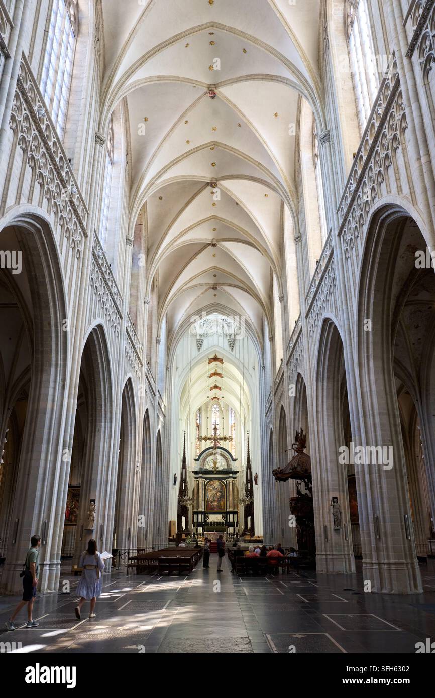 Intérieur, Cathédrale Notre-Dame, chef-d'œuvre gothique, Anvers, Belgique Banque D'Images