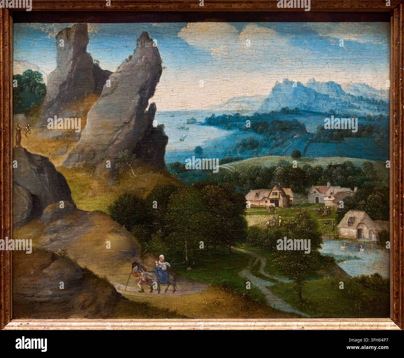 Paysage avec la Fuite en Égypte, 1516-1517, Joachim Patinir (Dinant 1475/1480 - Anvers 1524), KMSKA, Musée royal des beaux-arts, Anvers, Belgi Banque D'Images