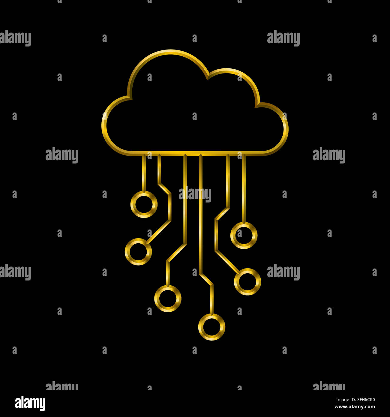 Icône de système cloud. Collection d'icônes en or métallique. Illustration de Vecteur