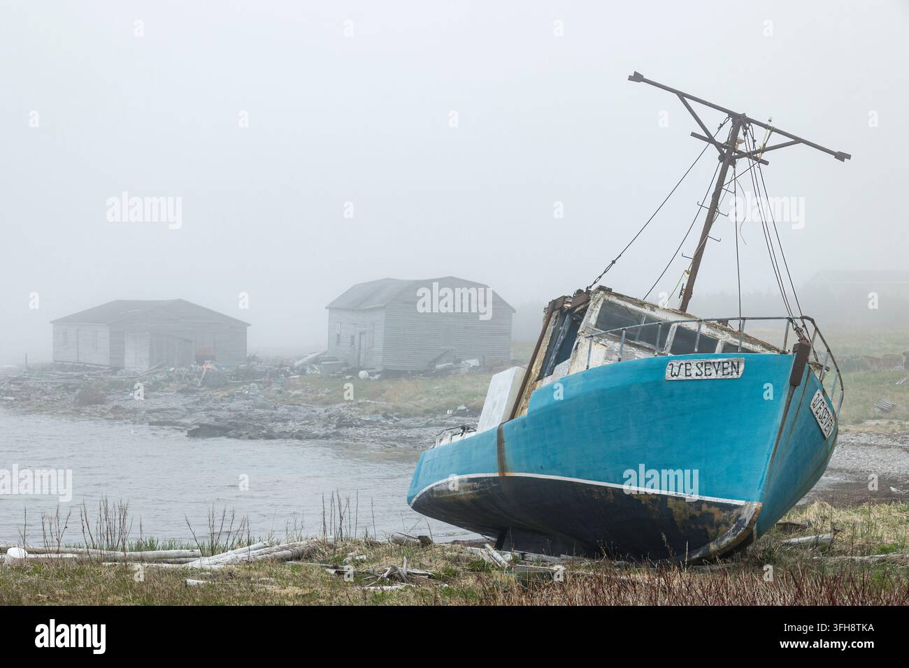 Pêcheur abandonné échoué, New Ferolle, Terre-Neuve-et-Labrador Banque D'Images
