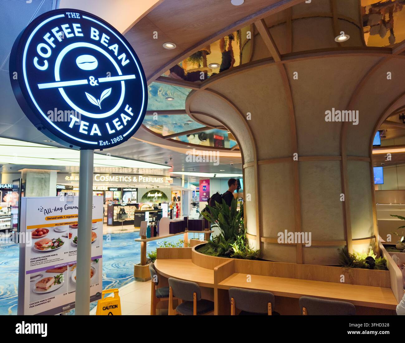 chaîne internationale de cafés The Coffee Bean & Tea Leaf, aéroport de Changi à Singapour Banque D'Images