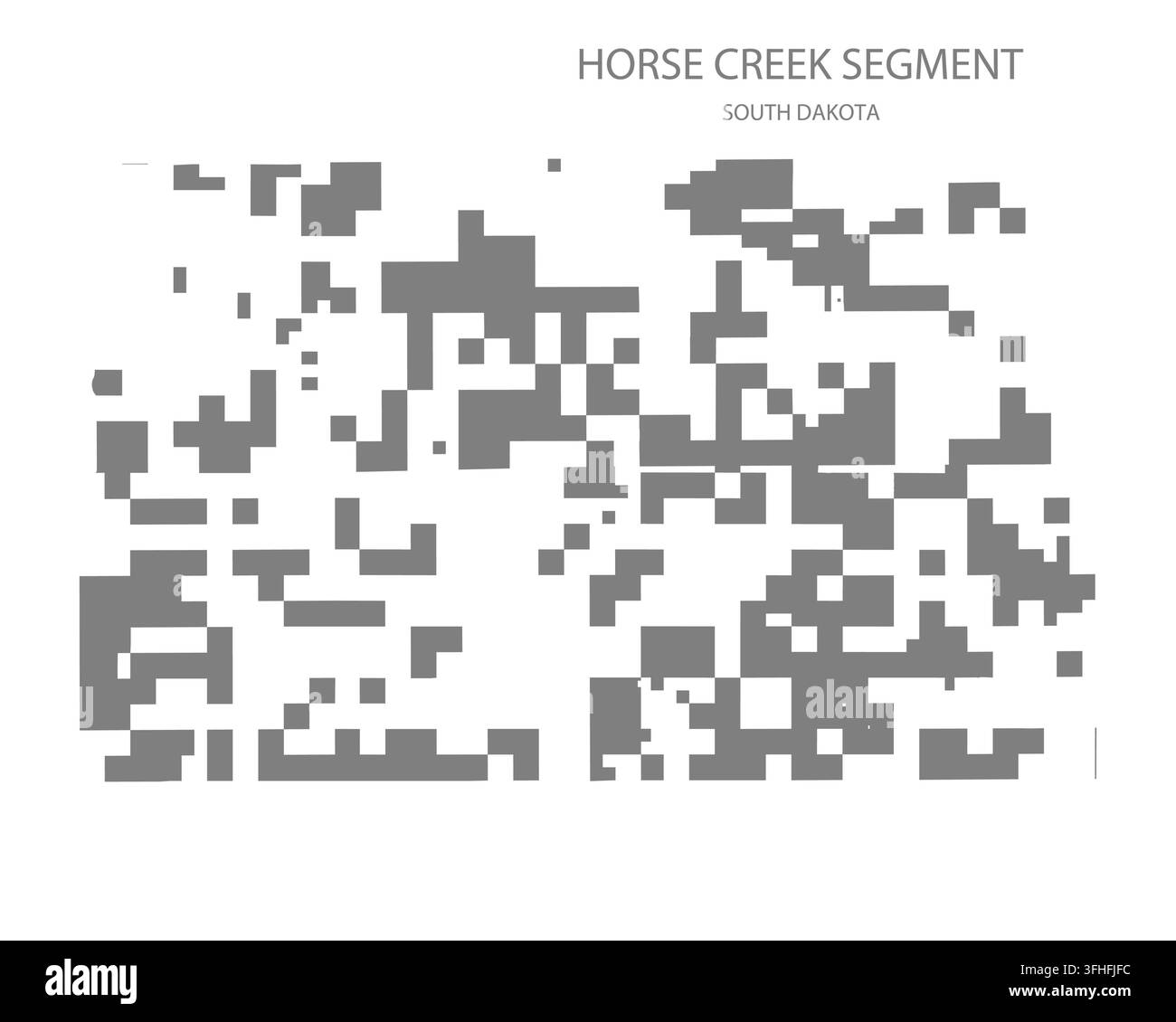 Carte vectorielle plate moderne du segment de Horse Creek, Dakota du Sud, États-Unis. Silhouette détaillée de la limite de subdivision tribale en gris sur fond blanc Illustration de Vecteur