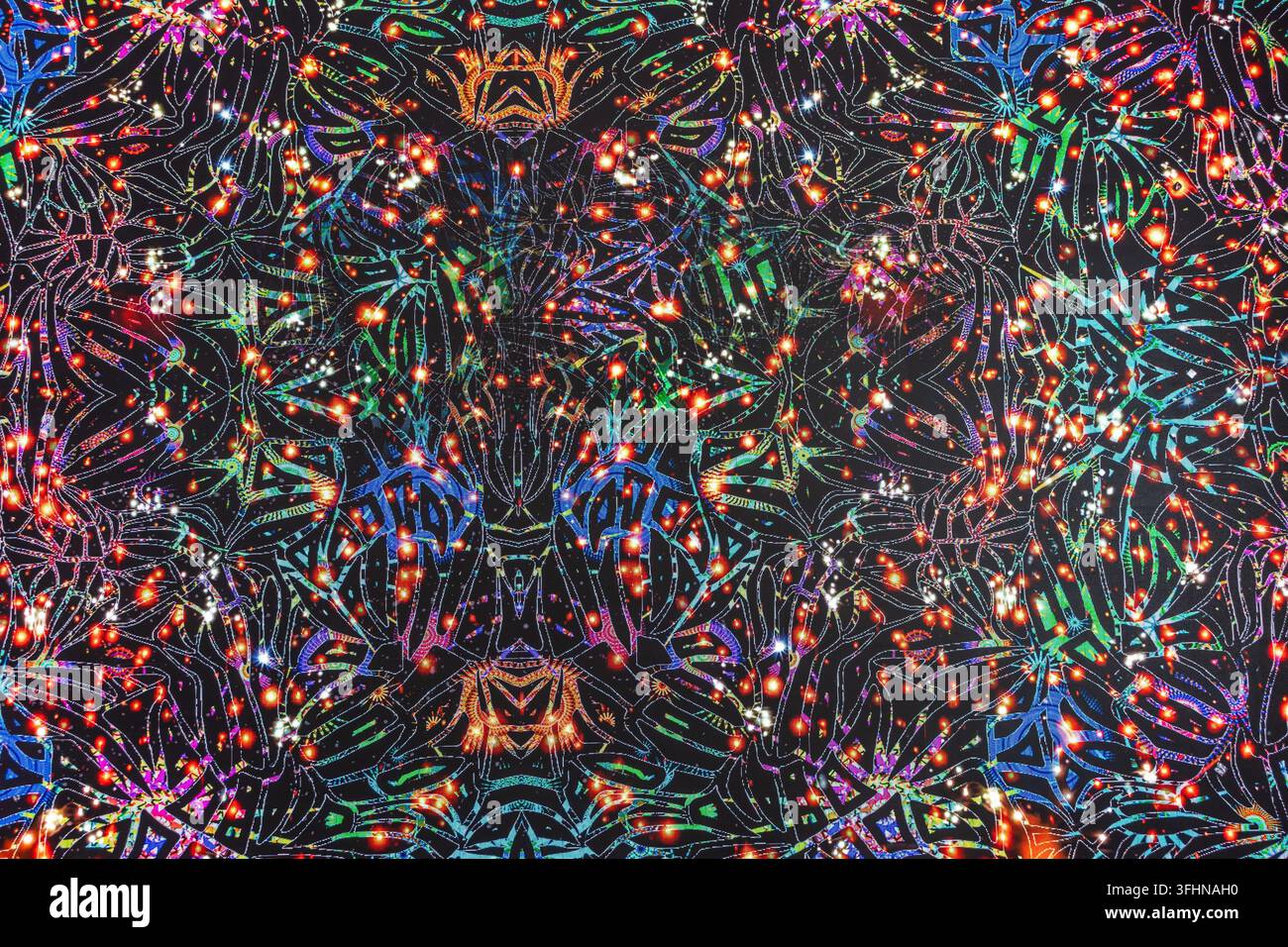 Fond d'illusion 3D psychédélique abstrait avec des lumières Banque D'Images