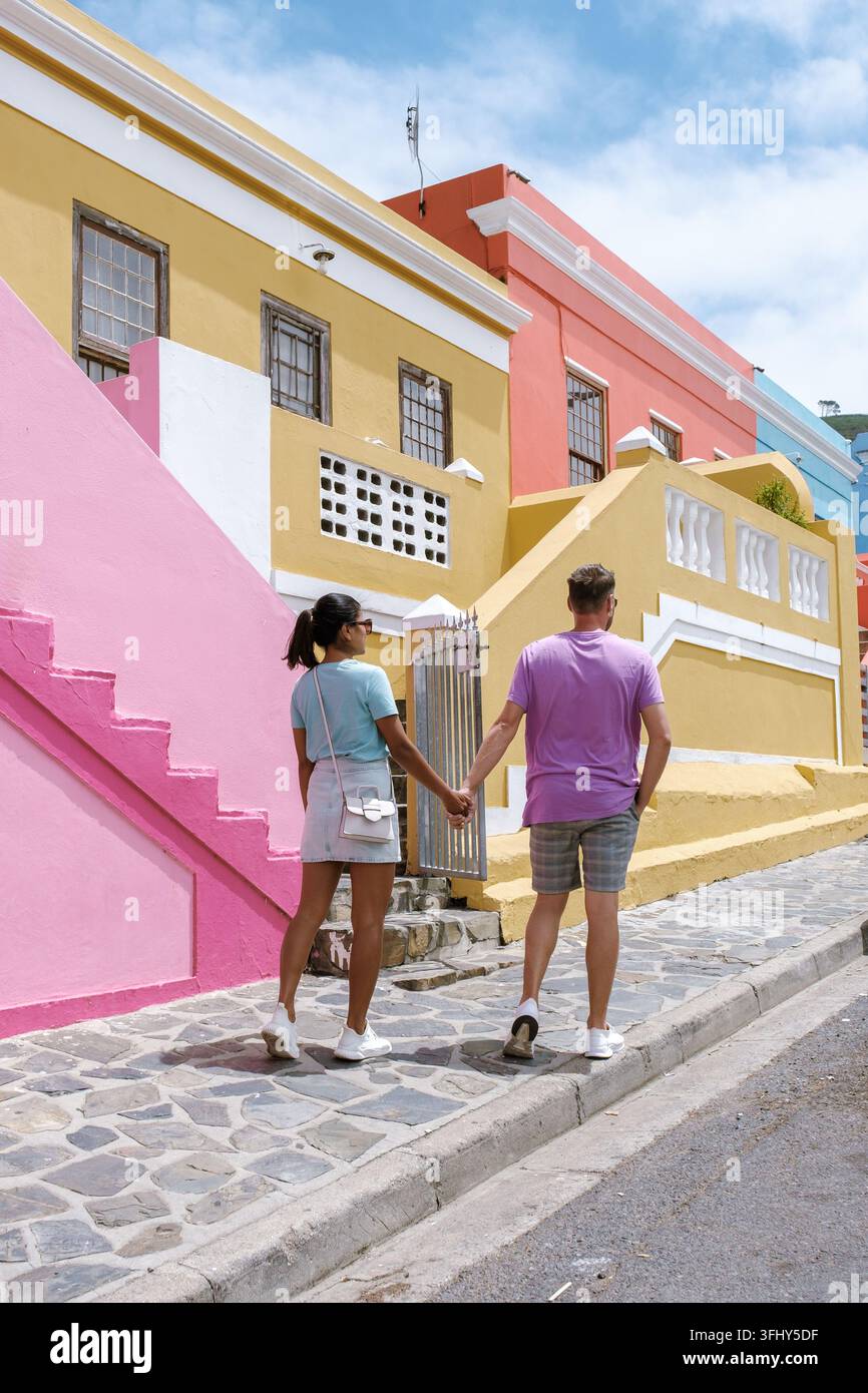 Bo Kaap Rue colorée du township du Cap, une rue colorée avec des maisons en Afrique du Sud Banque D'Images