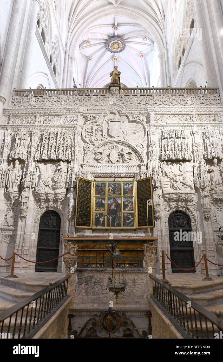 Ville de Palencia, cathédrale San Antolín (gothique, XIVe-XVIe siècle). Intérieur, retrochœur (Renaissance, XVIe siècle). Castilla y León, Espagne. Banque D'Images