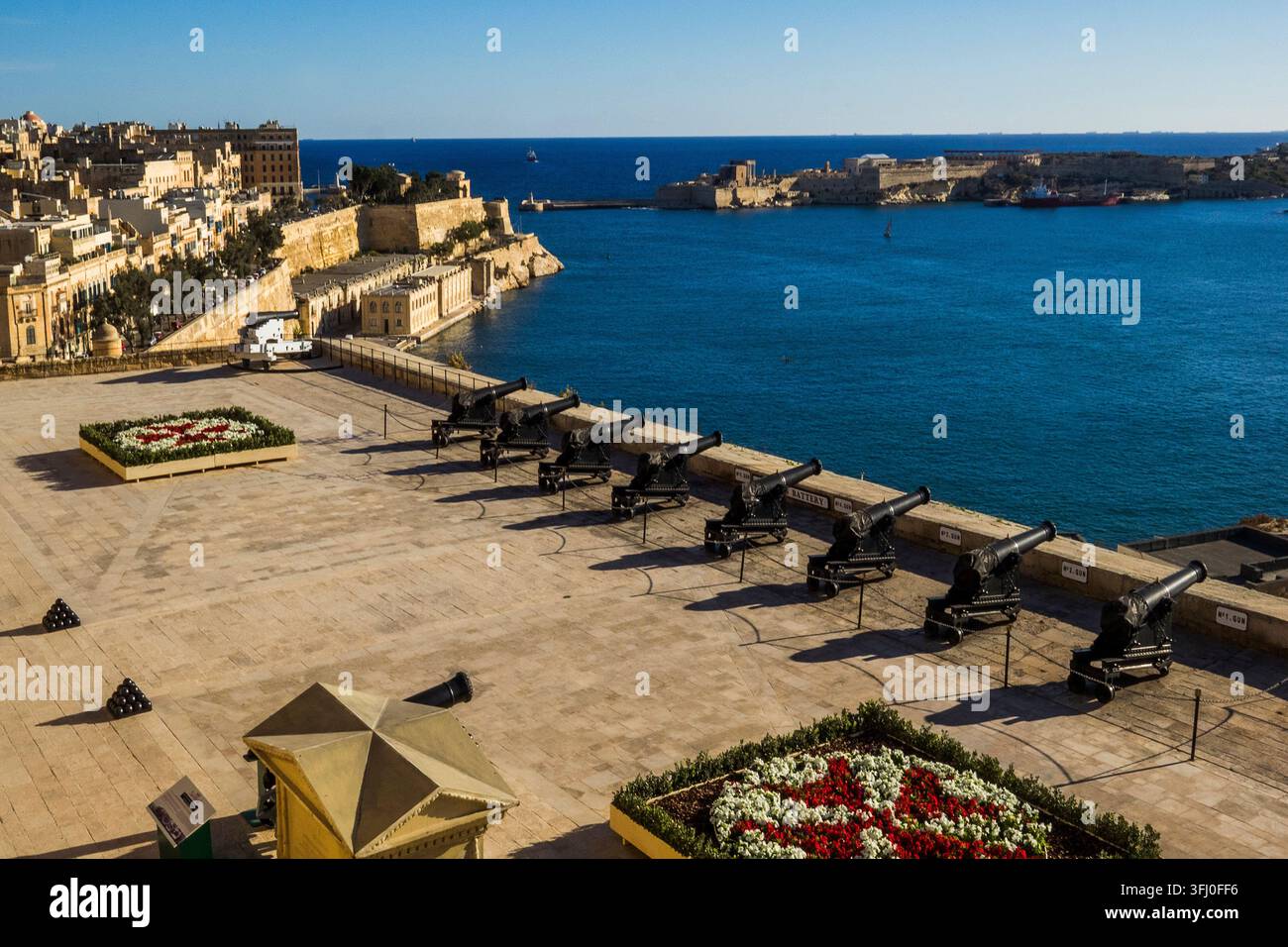 Malte - La Valette, Saluting Battery aux Upper Barrakka Gardens Banque D'Images