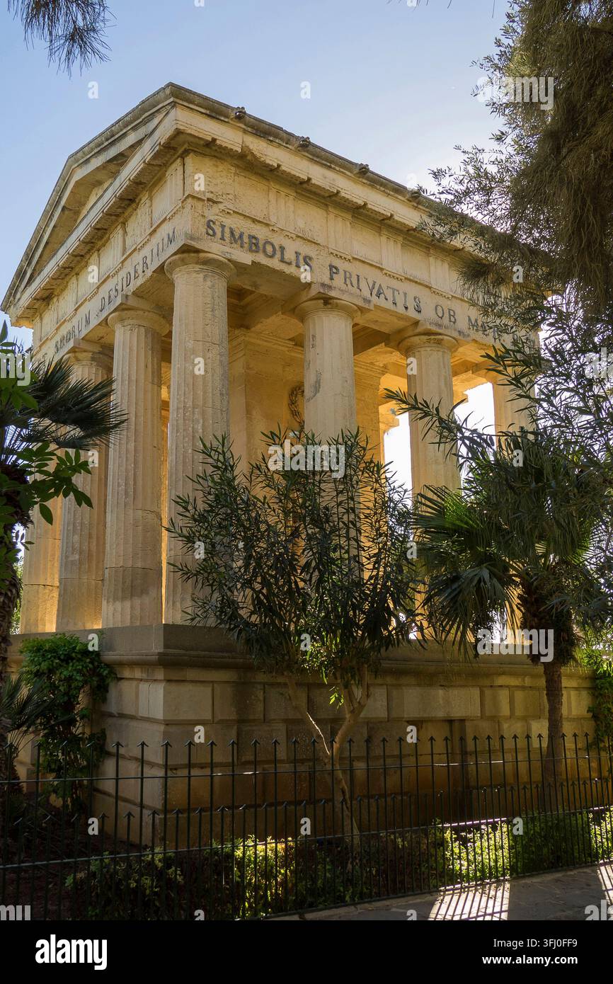 Malte - la Valette, Mémorial de Sir Alexander Ball aux jardins de Lower Barrakka Banque D'Images