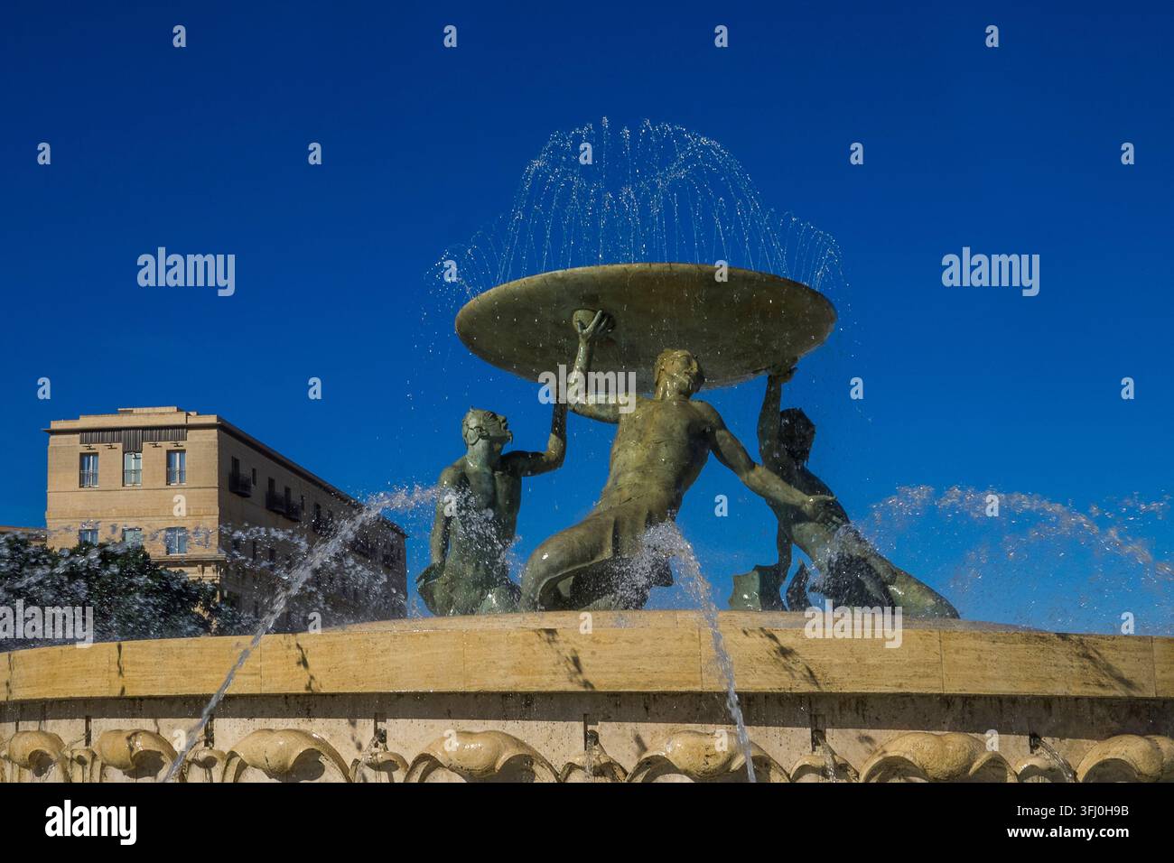 Malte - Valette, Fontaine Triton Banque D'Images
