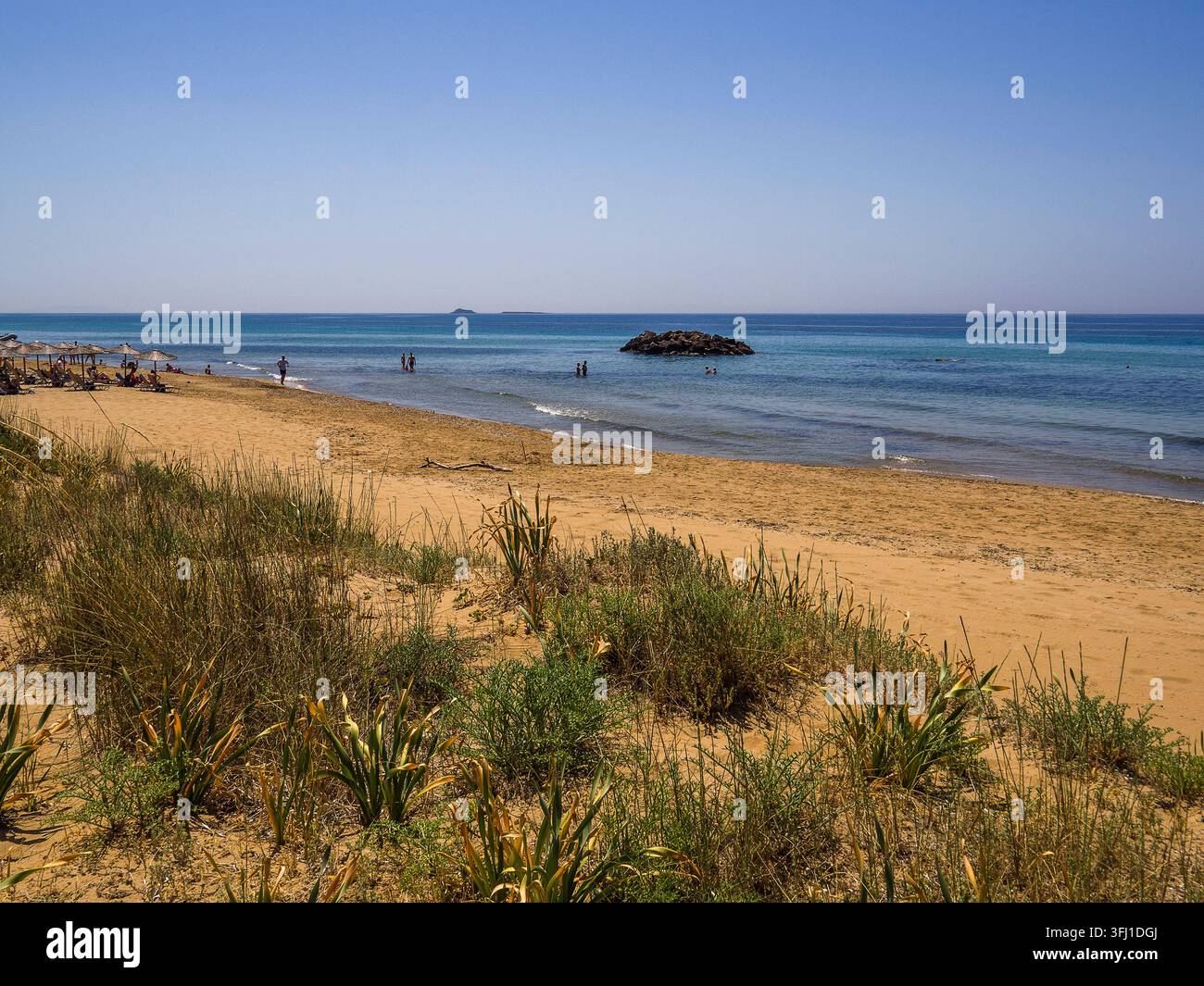 Grèce - Corfou, plage d'Issos près d'Agios Georgios Banque D'Images