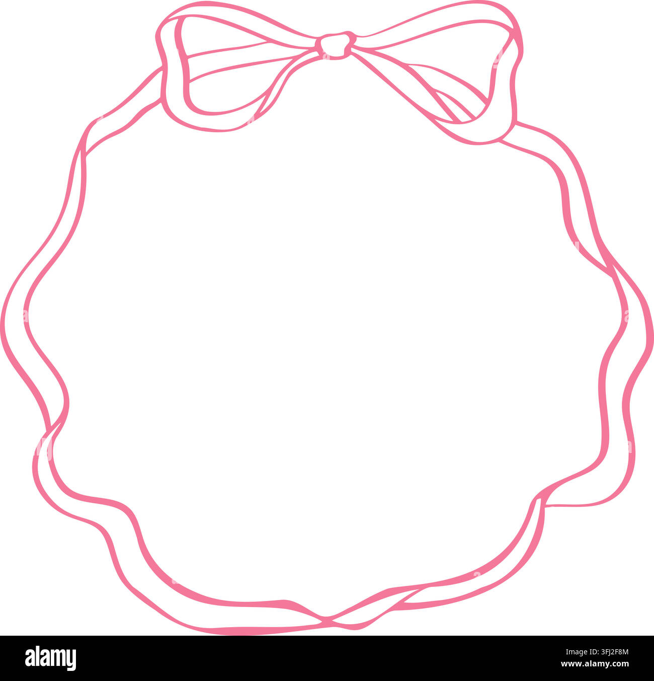 Cadre de ruban rouge vectoriel isolé festif décrivant une forme rectangulaire, avec des arcs décoratifs en haut et en bas au centre, idéal pour accueillir la voiture Illustration de Vecteur