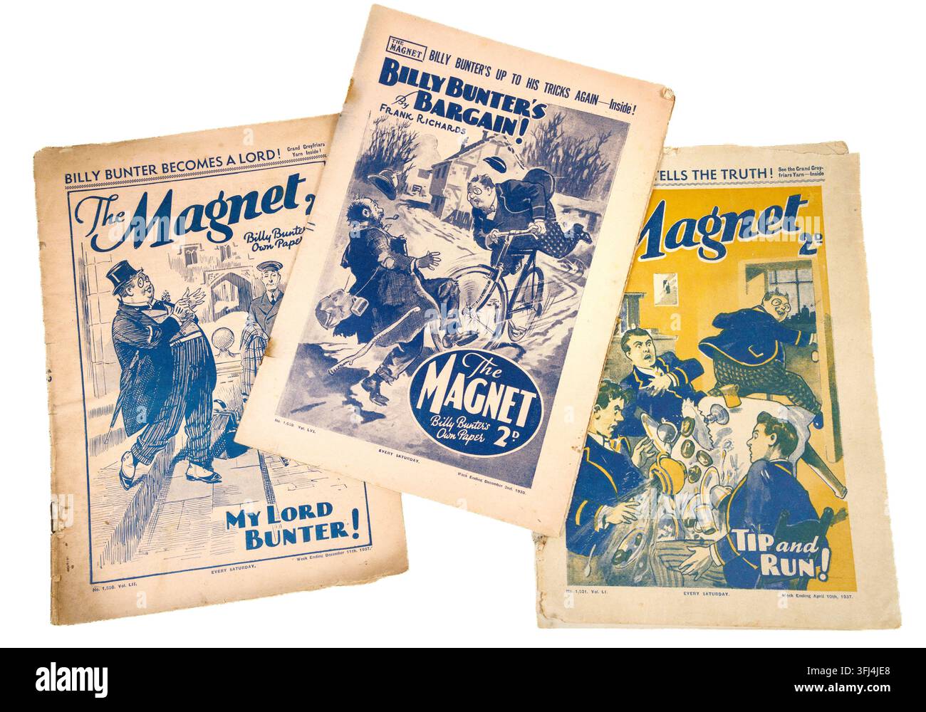 The Magnet, le journal de Billy Bunter mettant en scène Billy Bunter, numéros de la fin des années 1930 avec un numéro de 1939 en temps de guerre Banque D'Images