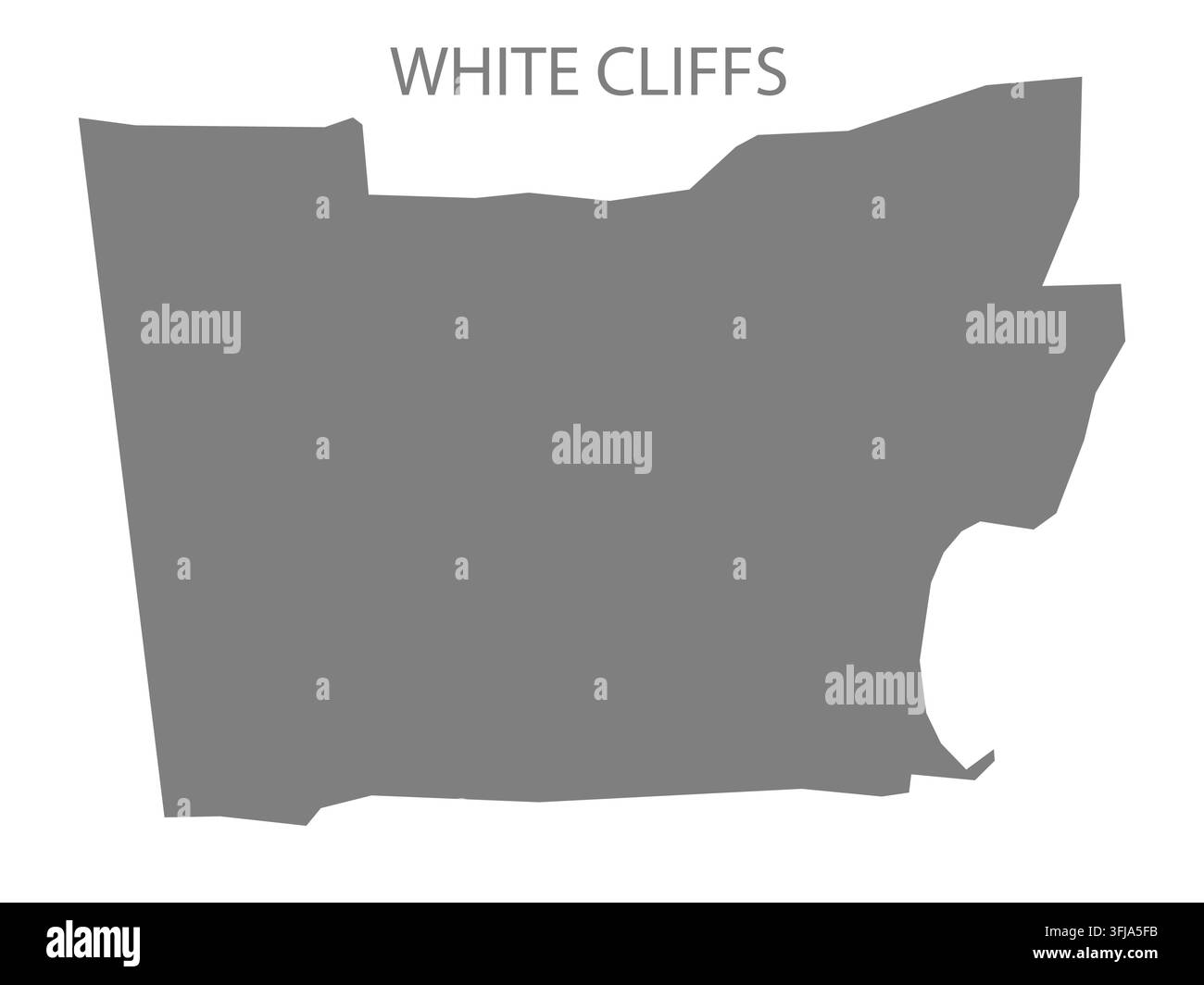 Carte vectorielle plate moderne de White Cliffs, Nouveau-Mexique, États-Unis. Silhouette détaillée de la limite urbaine en gris sur fond blanc. Illustration de Vecteur